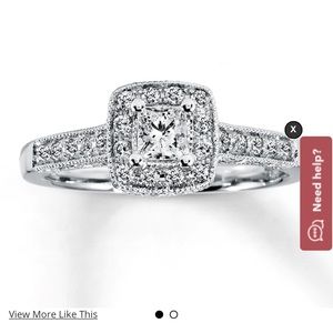 1/2 ct diamond princess cut engagement ring in 14k white gold